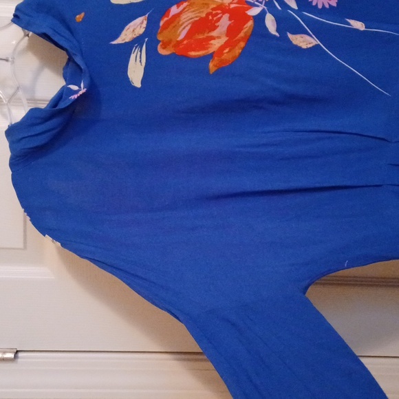 Free People Gemma Cobalt Blue and Orange Floral Tunic Top/Dress ** SZ M - Picture 6 of 12